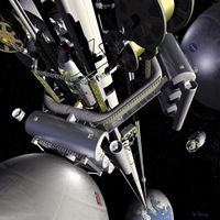 NASAによる宇宙エレベーターの想像図
